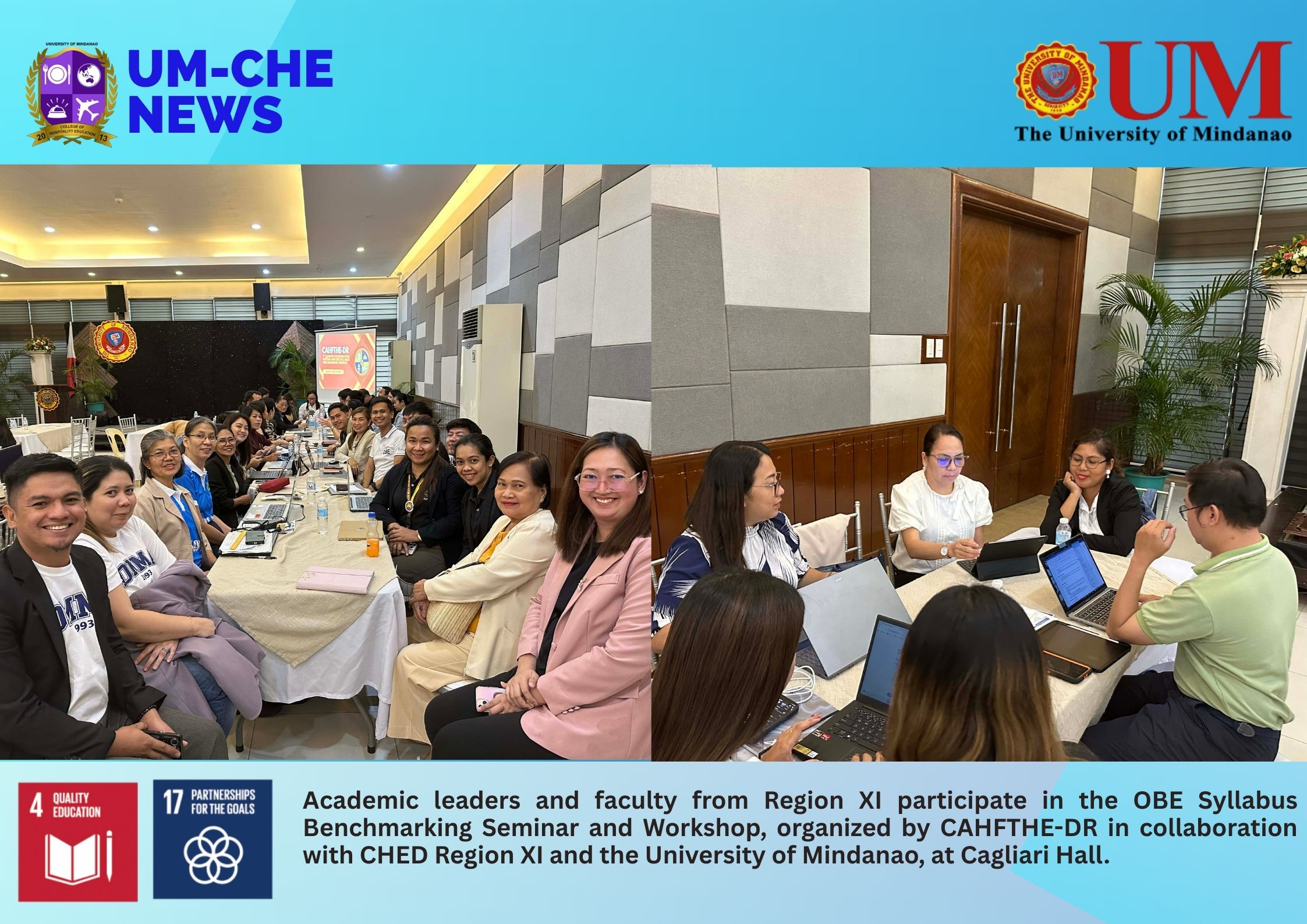 UM-CHE and CAHFTHE-DR/CHED XI Co-Host Regional OBE Syllabus Benchmarking Seminar for Tourism and Hospitality Educators